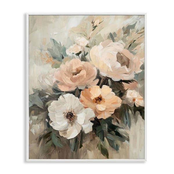 Stupell Industries Brushed Spring Bouquet by Petal Prints Design White Framed Nature Giclee Art Print 20 in. x 16 in.