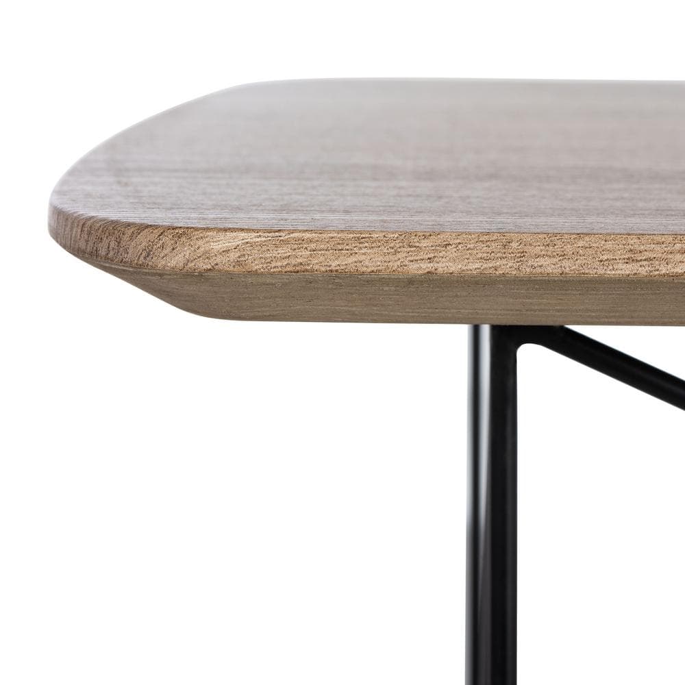 Transitional Taupe and Black Rectangular Coffee Table with Iron Legs