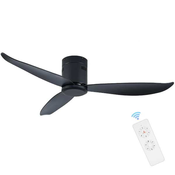 Sunpez 52 in. Black Flush Mount Ceiling Fans with Remote Included, No Light