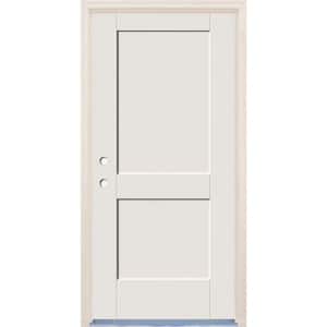 32 in. x 80 in. 2 Panel Right-Hand Unfinished Fiberglass Prehung Front Door with 6-9/16 in. Frame and Nickel Hinges