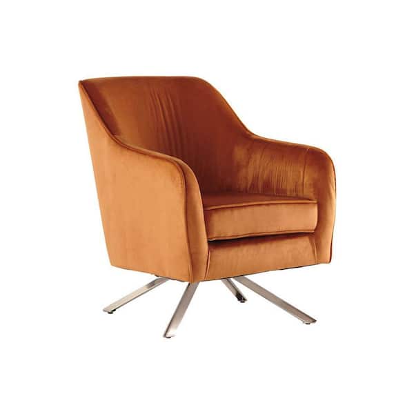 Benjara Orange Fabric Accent Chair with Welt Trim