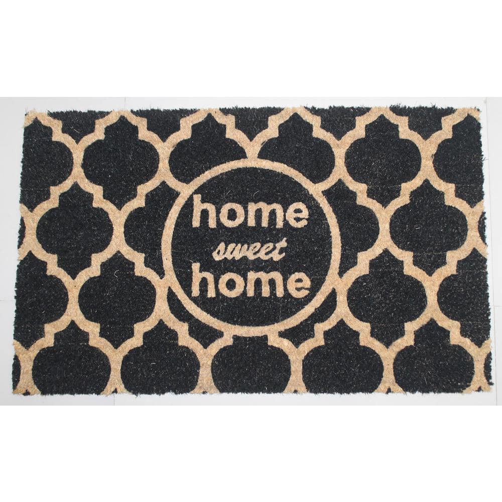 Welcome Home Sweet Home Black 18 in. W x 30 in. Coir Non-Slip Indoor Outdoo