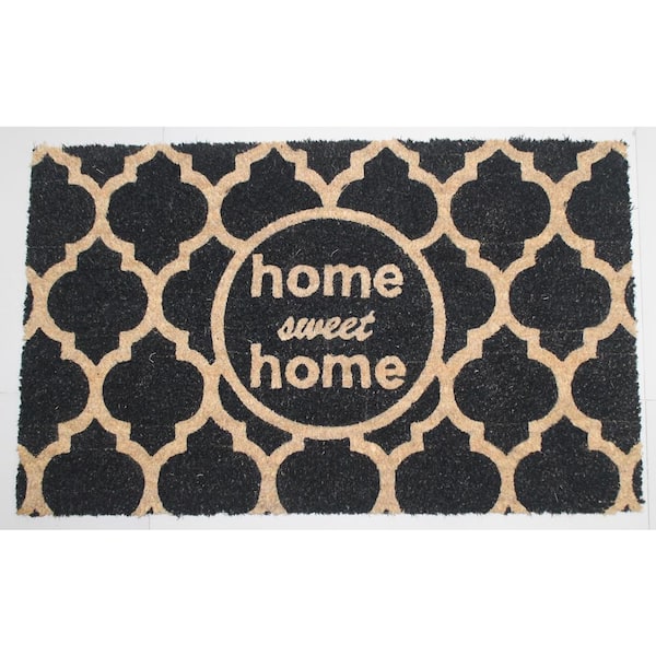 Unbranded Welcome Home Sweet Home Black 18 in. W x 30 in. Coir Non-Slip Indoor Outdoor Door Mat