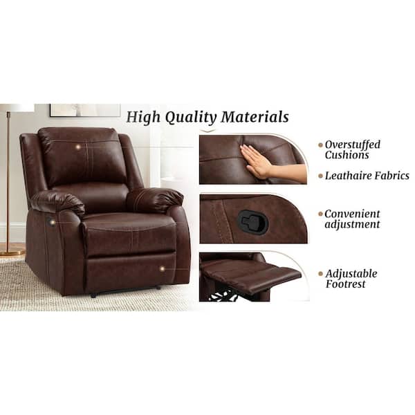 OrangeOne Jek 59 in. W Saddle Brown Leather Upholstered Rectangle