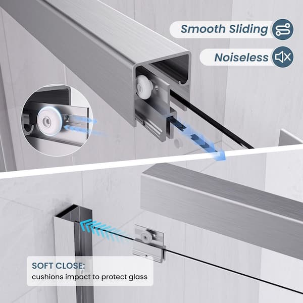 56-60 in. W x 58 in. H Double Sliding Framed Tub Door in Brushed Nickel with Tempered Clear Glass