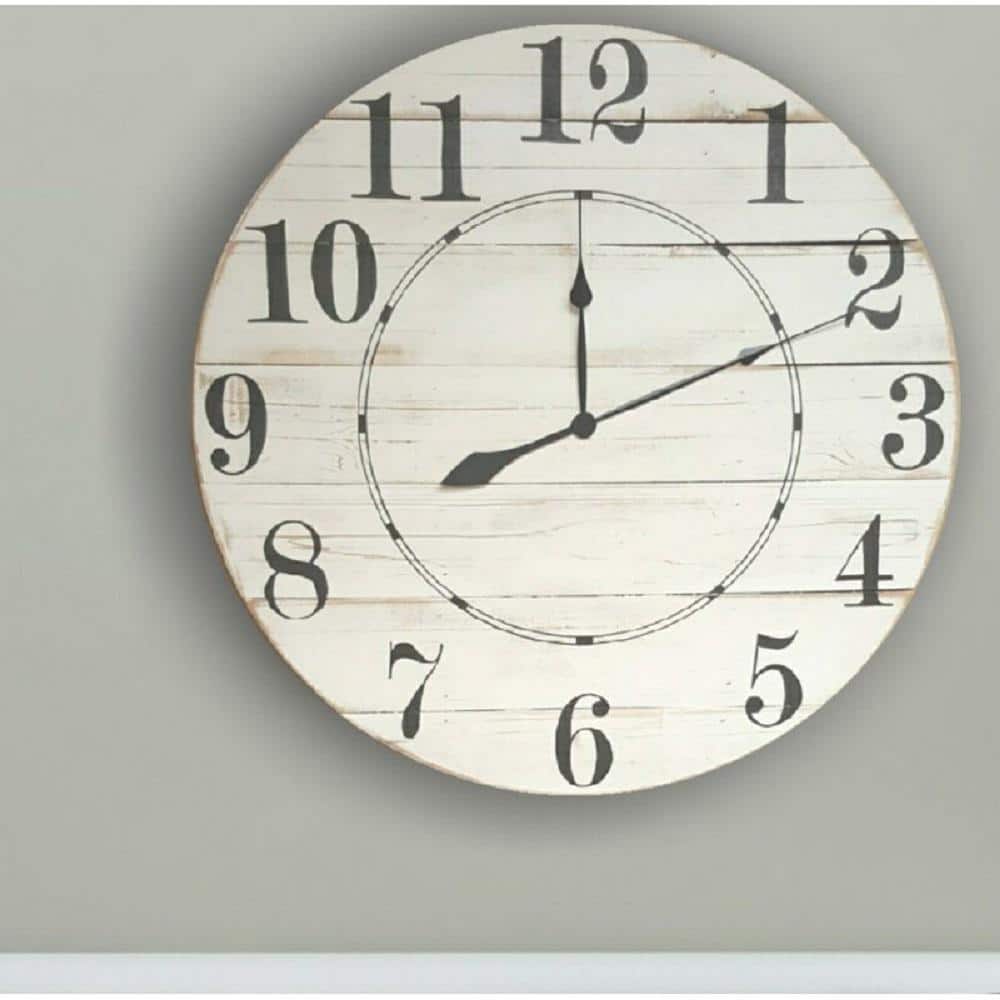 Diane 24 inch White Cedar Farmhouse Wall Clock