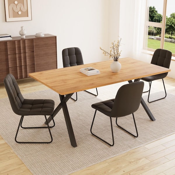 Go Janel GOJANE 5-Pieces Rectangular Oak MDF Top Dining Table Set Seating 4-6 ...