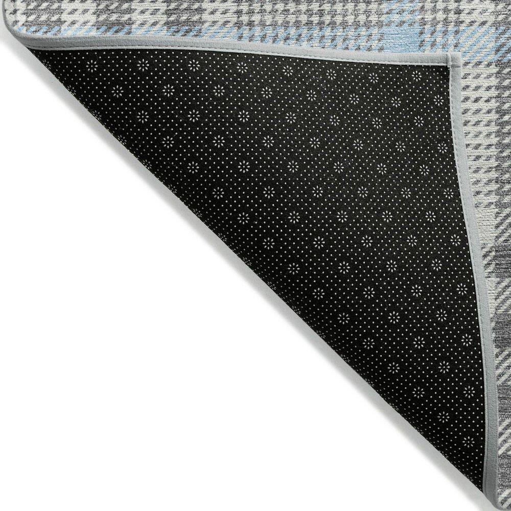 Gray Plaid Synthetic Washable Rectangular Area Rug 30" x 20"