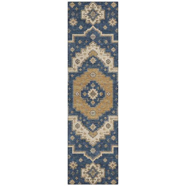 Chantille Machine Washable Indoor/Outdoor Abstract ACN3141 Navy 2 ft. x 7 ft. Runner Rug