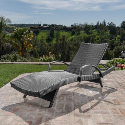 Noble House Miller Grey Armed 2 Piece Plastic Outdoor Chaise Lounge And Table Set 17419 2 Piece Plastic Outdoor Chaise Lounge, Millers Outdoor Furniture