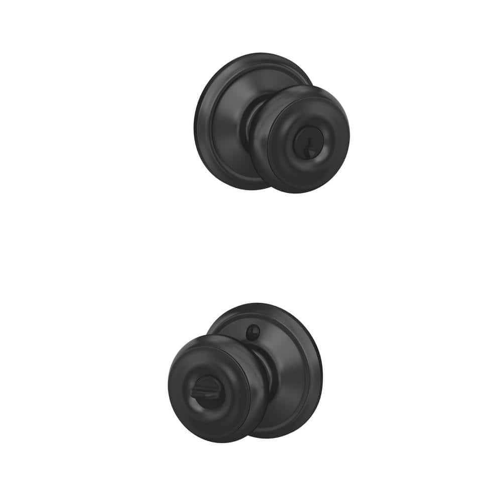 Schlage Matte Black Keyed Entry Doorknob F51A GEO 622 The