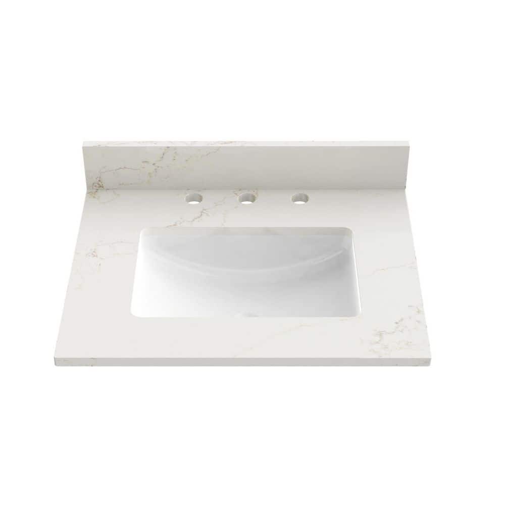 Winette 25 in. x 22 in. Qt. Bathroom Vanity Top in Carrara White