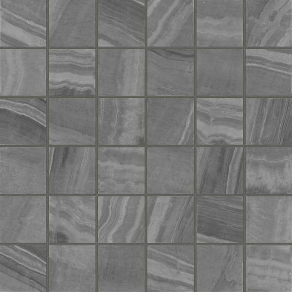 Bedrosians Gemma Square 2 in. x 2 in. Polished Grey Onyx Porcelain Mosaic Tile (5 sq. ft./Case)