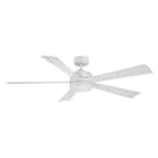 Wynd 60 in. Integrated LED Indoor/Outdoor Matte White 5-Blade Smart Ceiling Fan with Light Kit and Remote