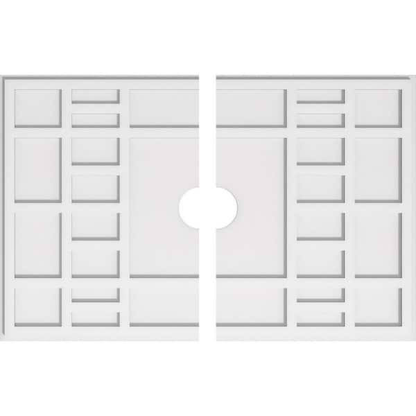 Ekena Millwork 38 in. W x 25-3/8 in. H x 4 in. ID x 1 in. P Beaux Architectural Grade PVC Contemporary Ceiling Medallion (2-Piece)