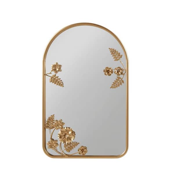 Unbranded Modern Classic 15.75 in. W x 25.75 in. H Arch Iron Framed Gold Decorative Accent Wall Mirror, No Assembly Required