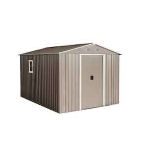 8 ft. W x 10 ft. D Outdoor Metal Storage Shed with Floor Base Gray (70.76 sq. ft.)