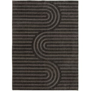 Oathil Dark Iron Doormat 3 ft. x 4 ft. Cream Geometric Polyester Area Rug