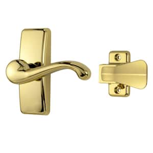 GL Lever Set with Locking Inside Latch for Storm and Screen Doors, Bright Brass