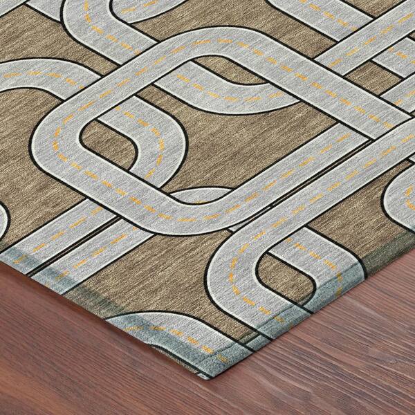 Chantille Machine Washable Indoor/Outdoor Abstract ACN2764 Mocha 5 ft. x 7 ft. 6 in. Area Rug
