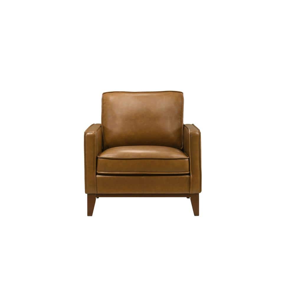 Caspar Caramel Brown Leather Accent Chair with Manufactured Wood Frame