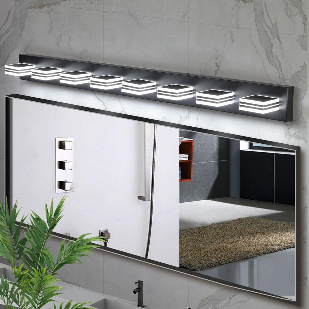 52 in. W 8-Lights Black Vanity Lighting LED Lighting Bathroom Wall Sconce 6000K Dimmable Light Fixtures price history on PriceWatchPro