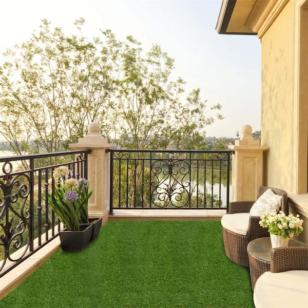 6 ft. x 10 ft. Green Artificial Grass Turf with Drainage Holes Nonslip Bottom 80 OZ Heavy