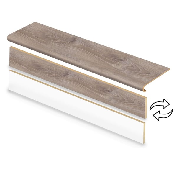 Sterling Oak 47 in. L x 12.15 in. W x 42.92 mm T Vinyl Overlay Stair Tread and Reversible Riser Kit