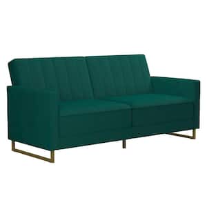 Skylar Green Velvet Modern Coil Futon/Sofa Bed