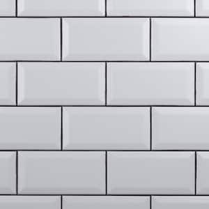 Take Home Tile Sample - Crown Heights Beveled Matte White 6 in. x 3 in. Ceramic Wall