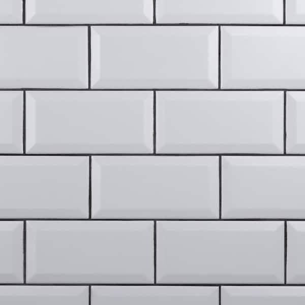 Merola Tile Crown Heights Beveled Matte White 3 in. x 6 in. Ceramic Wall Take Home Tile Sample