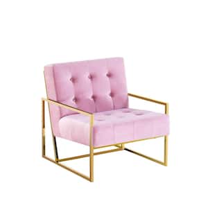 Bradley Pink Velvet With Gold Plated Accent Chair