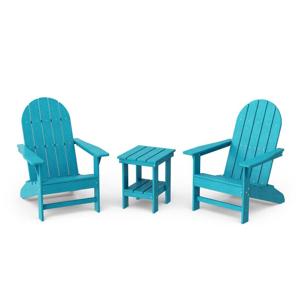 Freedom Aruba Blue HDPE Plastic Traditional Outdoor Adirondack Chair with Side Table (2-Pack) price history on PriceWatchPro