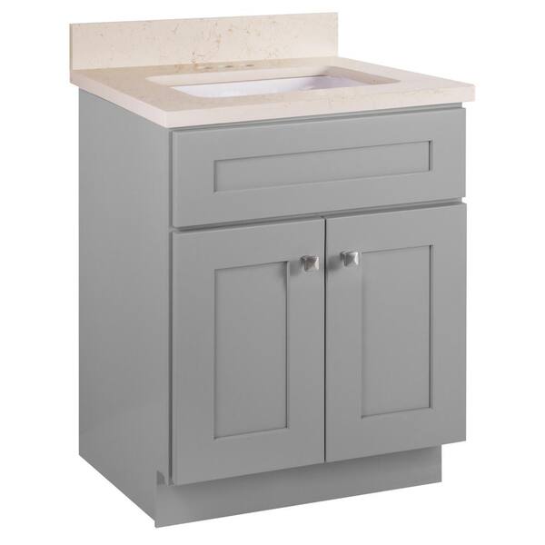 Design House Brookings Shaker RTA 25 in. W x 22 in. D x 36.75 in. H Bath Vanity in Gray with Giallo Quartz Top