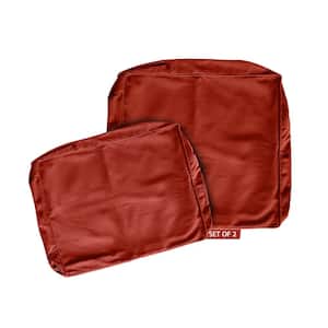 24 in. x 24 in. 18 In.X 24 in. Outdoor Slipcover Set Seat Back For Deep Seat Lounge Chair Cushions in Break Red