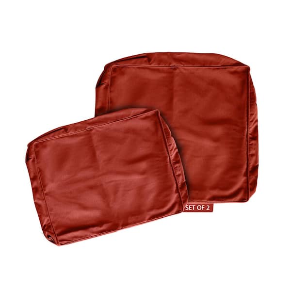 BLISSWALK 24 in. x 24 in. 18 In.X 24 in. Outdoor Slipcover Set Seat Back For Deep Seat Lounge Chair Cushions in Break Red
