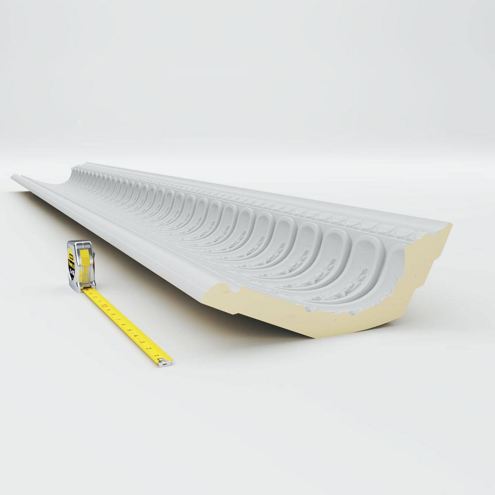 Primed White Geometric Polyurethane Crown Moulding Sample, 12" Length