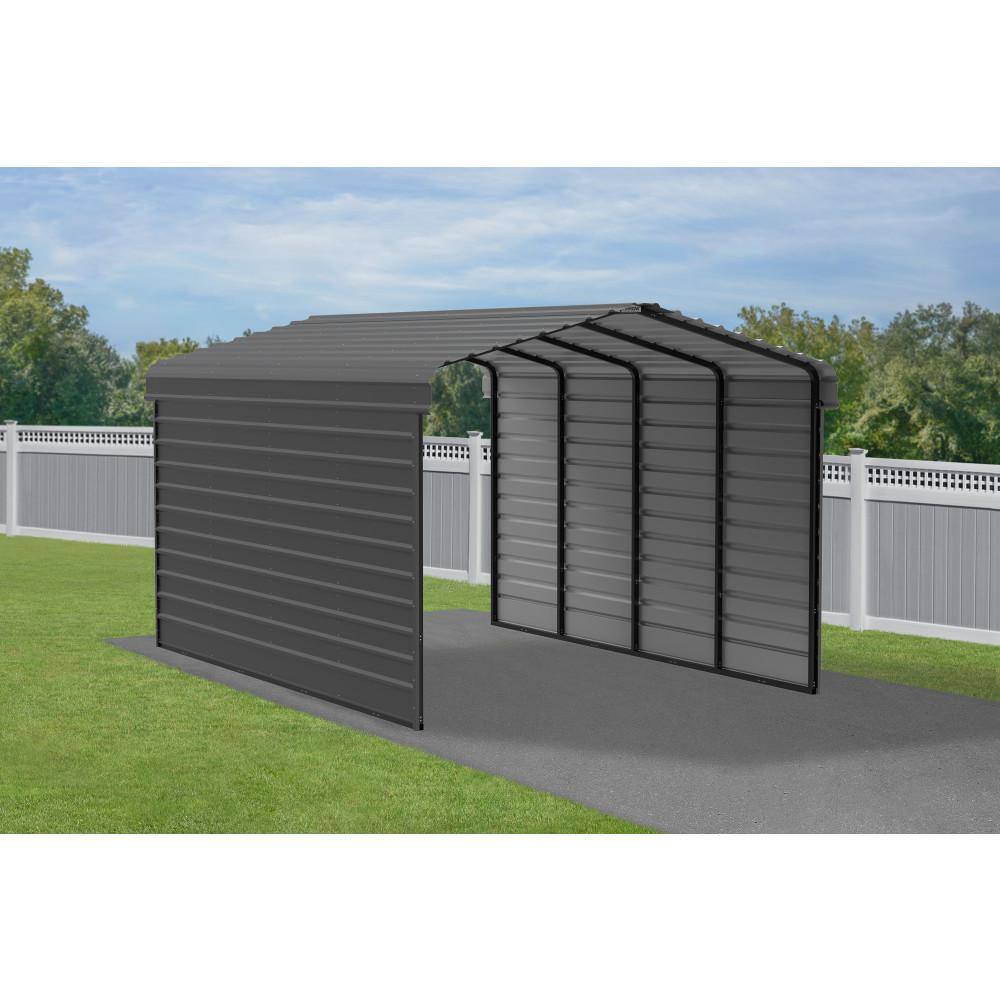 12' x 20' Charcoal Steel Carport Kit with Enclosure
