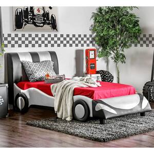 Copenhagan Silver and Black Upholstered Twin Bed