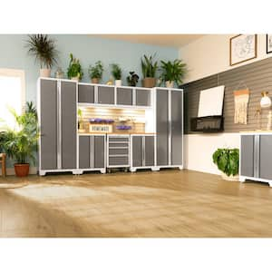 Bold Series 108 in. W x 76.75 in. H x 18 in. D 24-Gauge Steel Garage Cabinet Set in Platinum (7-Piece)