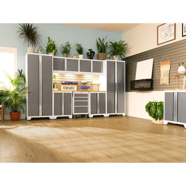 Bold Series 10-Piece 24-Gauge Steel Garage Storage System in Platinum Silver (162 in. W x 77 in. H x 18 in. D)