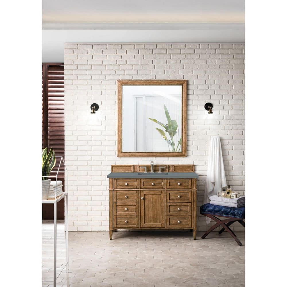 Brittany 48.0 in. W x 23.5 in. D x 34 in. H Bathroom Vanity in Saddle Brown with Cala Blue Quartz Top price history on PriceWatchPro