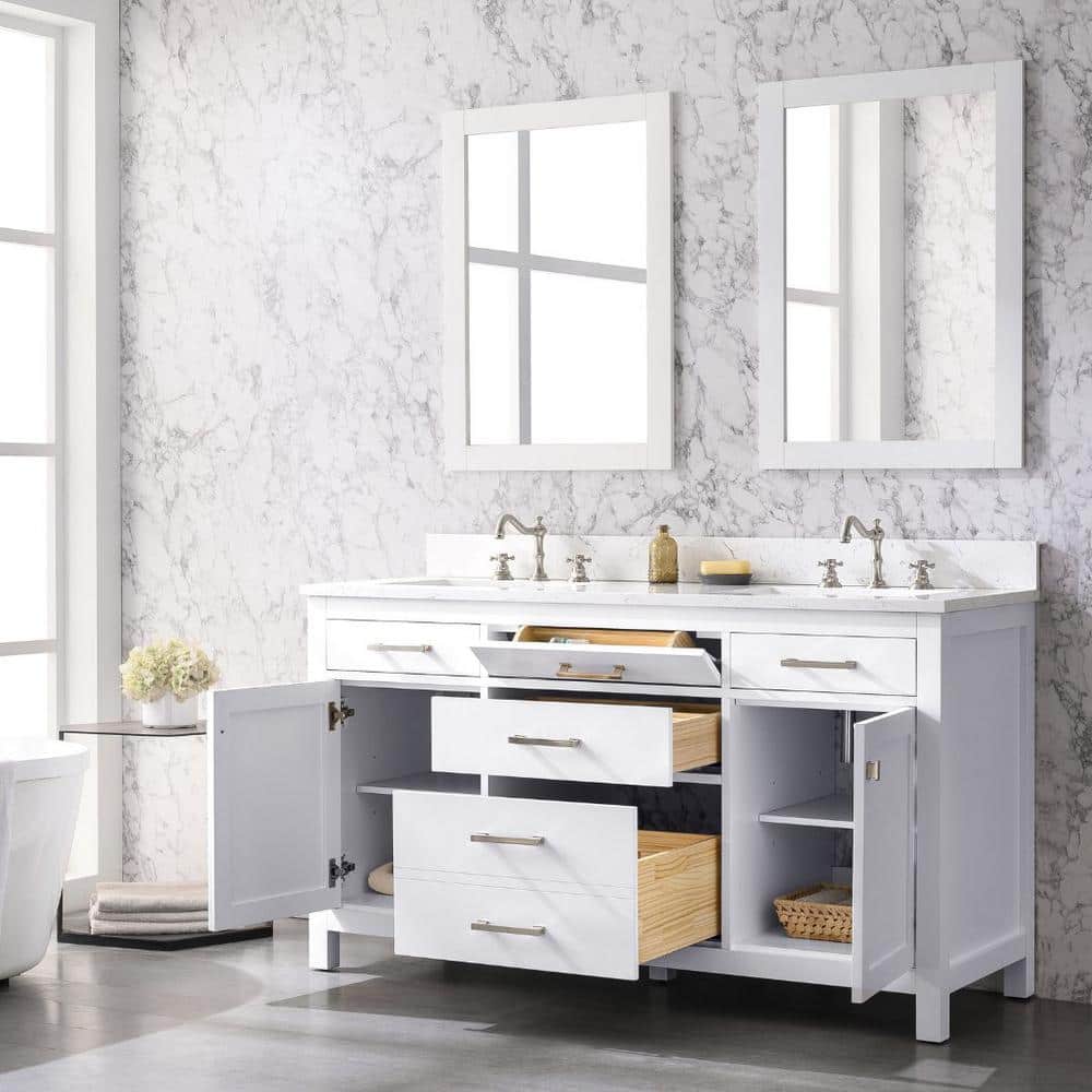 Jasper 60'' White Double Freestanding Bathroom Vanity