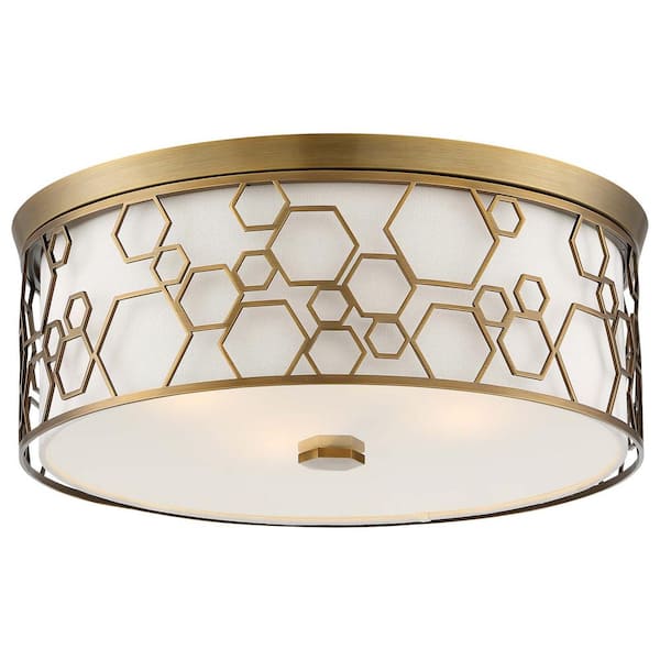 Minka Lavery 150-Watt Equivalence 17 in. Polish Satin Brass Integrated LED Flush Mount