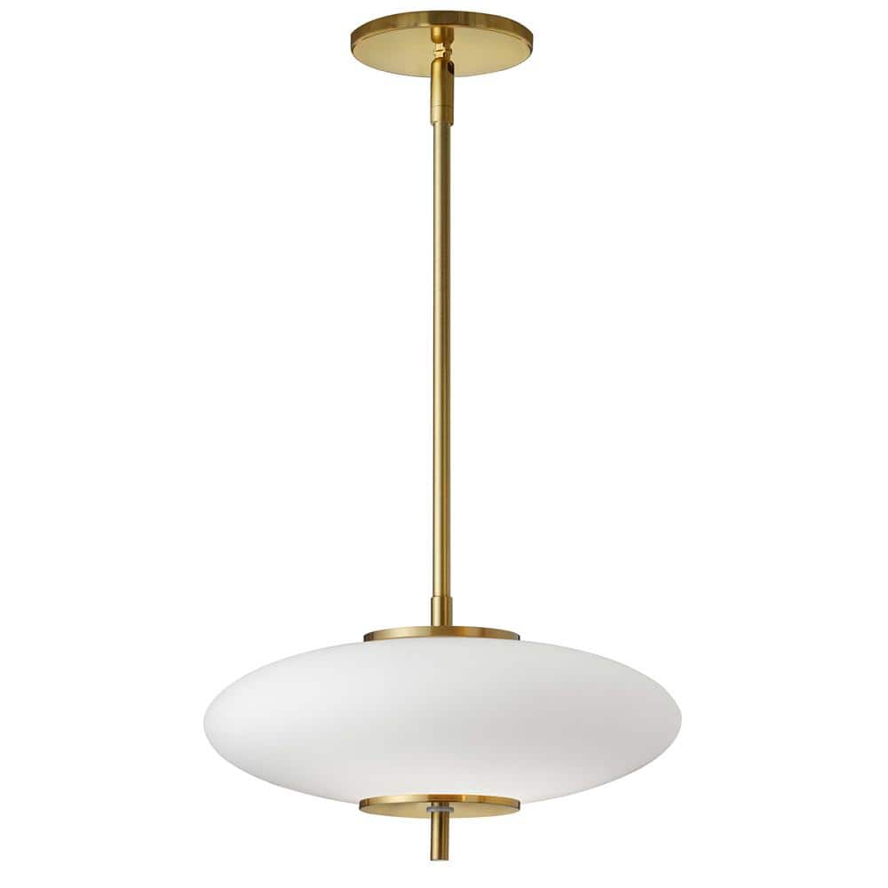 Dainolite Maddie 1Light Aged Brass Shaded Integrated LED Pendant Light