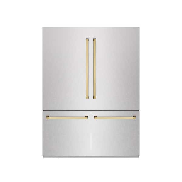 Autograph Edition 60 in. Built-In Refrigerator in Satin Steel with Graphite Gray Interior and Gold Accents