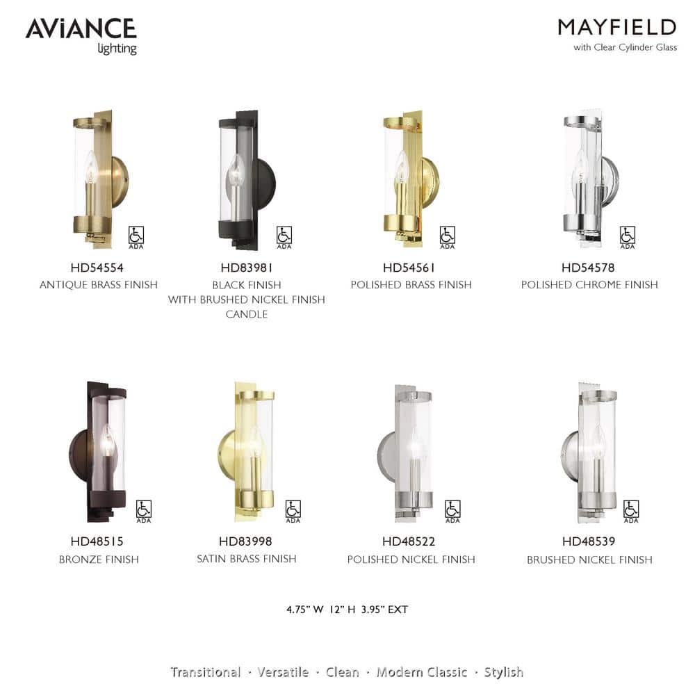Modern Elegance 1-Light Polished Brass Sconce with Clear Glass