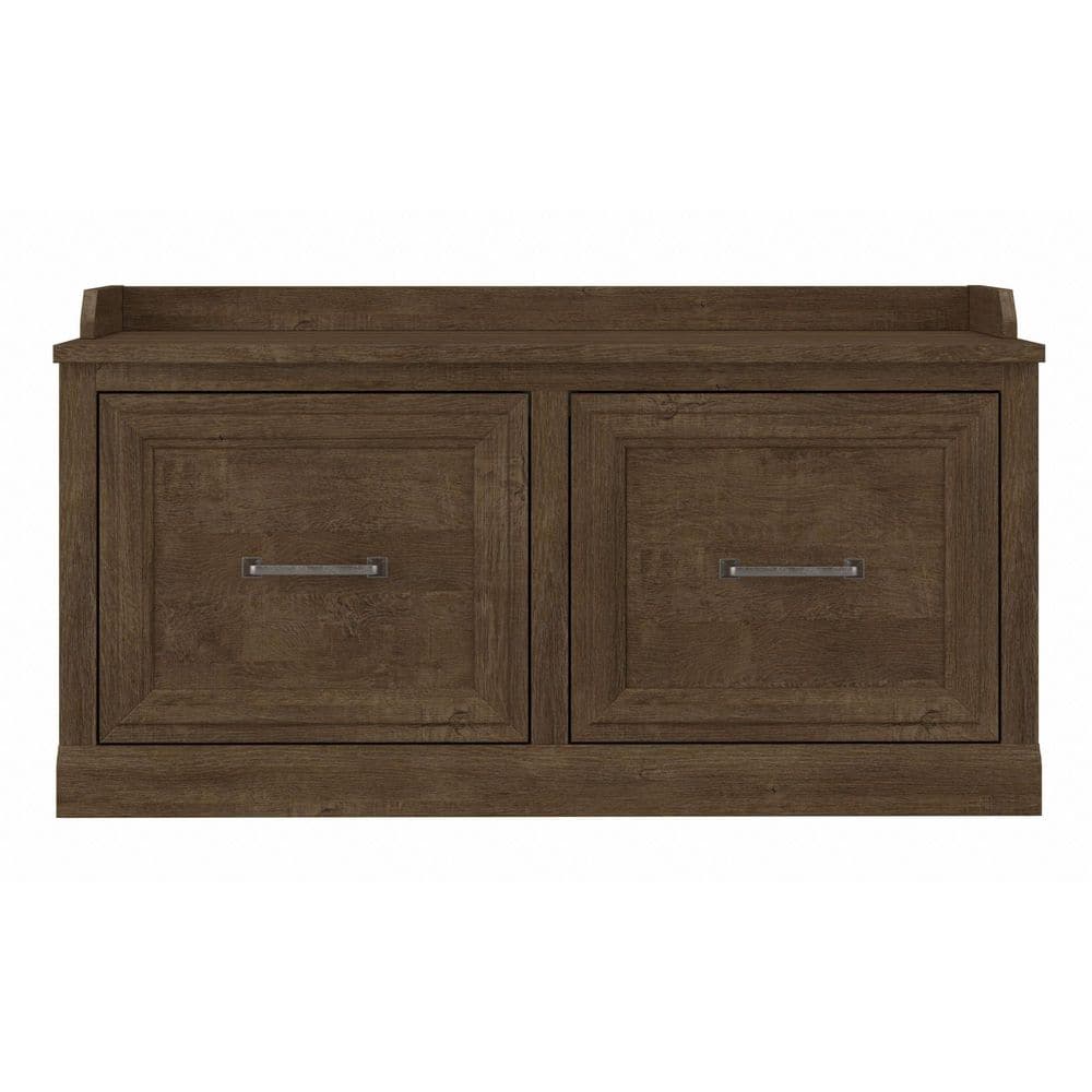 Ash Brown Engineered Wood Entryway Shoe Storage Bench with Doors