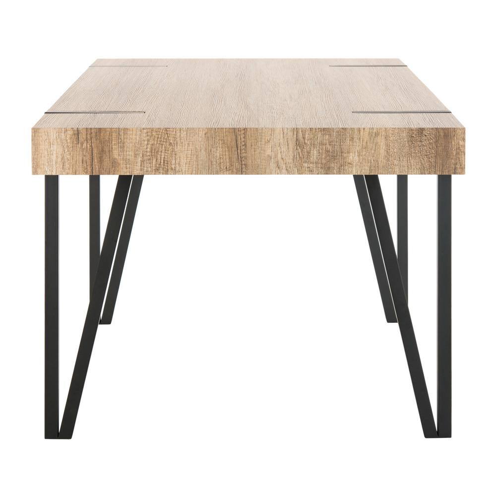 Canyon Grey Reclaimed Wood Rectangular Dining Table with Black Iron Legs