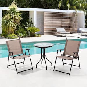 Costway Black 3-Piece Metal Round Outdoor Bistro Set Patio Pub Dining ...